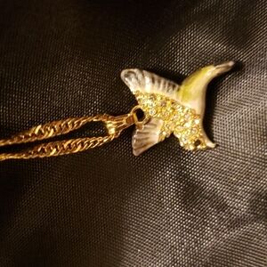 Hummingbird on a twisted curb chain necklace